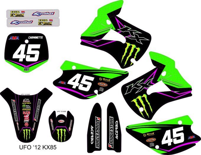 KX 85 - 1998-2013 - kit deco - autocollants - stickers - monster - kawa -