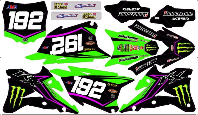 Kit déco Semi-perso Kawasaki KX 85 - monster - 2019 - 2020 - 2021 - 2022