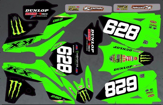 KXF 250- 2013-2014-2015-2016 -kit deco - perso- monster - team -kawasaki -