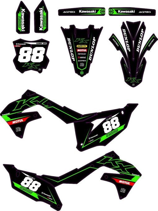 KXF 450 -2019-2022 -KXF 250 2021-2022 - 2023-2024 - kit deco - graphics - decals - kawasaki - rd2