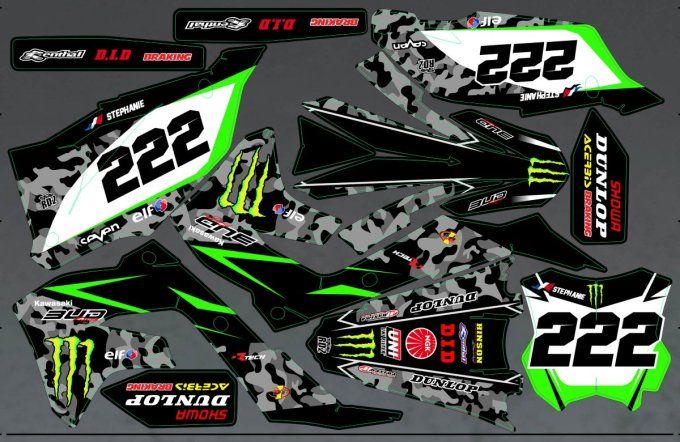 kxf - kawasaki - rd2 - vert - gris - kit deco- 2021 - 2022 - 2023 -2 024 - 2025 - 2026 -