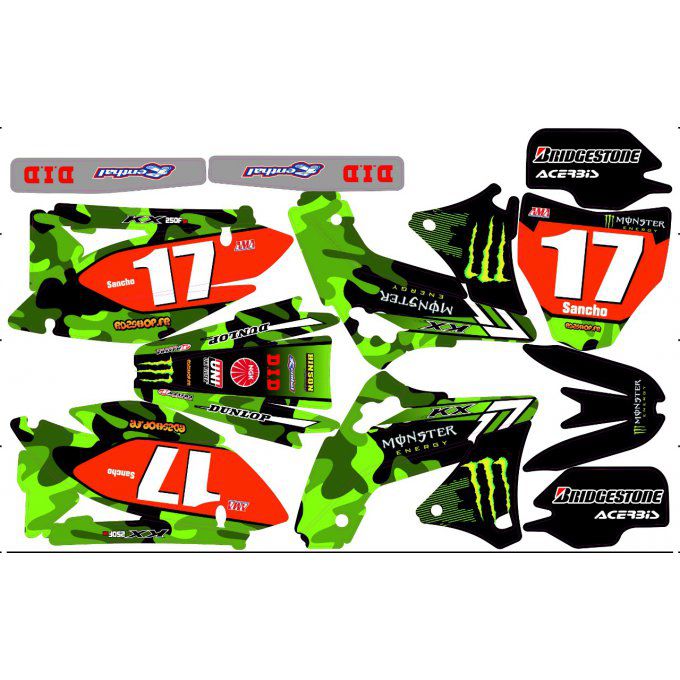 Kit déco perso Kawasaki KXF 250 / 450 ( 2006-08 ) 