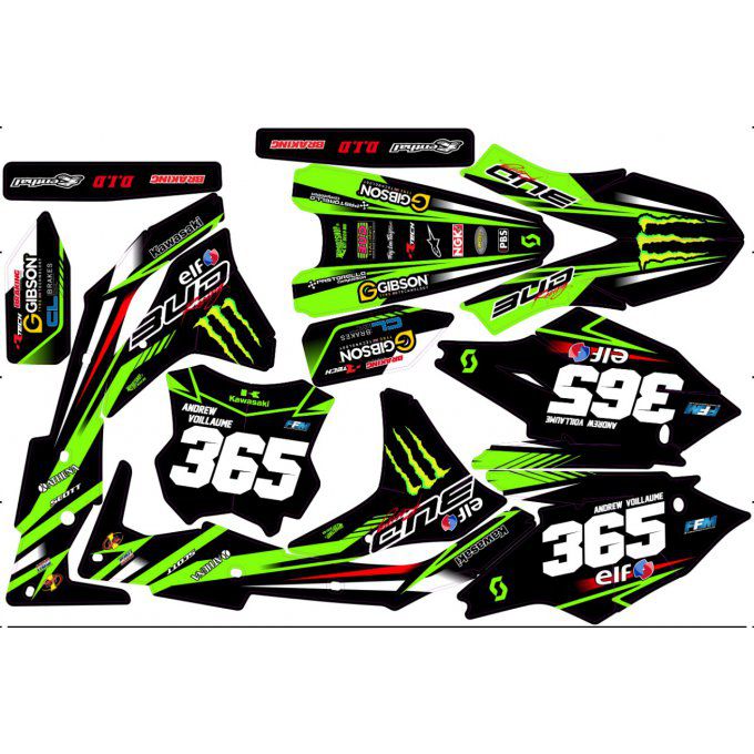 Kit déco Semi-perso Kawasaki KXF 250 ( 2009-2015 - 2016 - 2017 - 2018 - 2019) monster