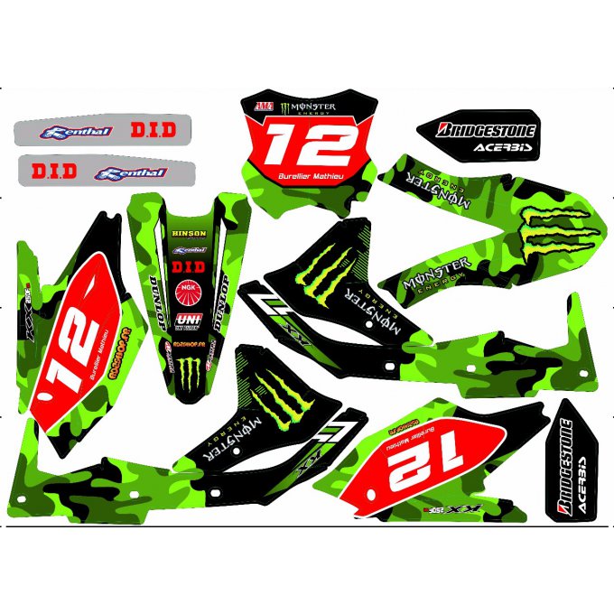 Kit déco Semi-perso Kawasaki KXF 250 ( 2017 - 2018 - 2019 )