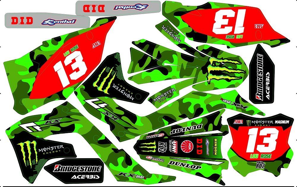 Kit déco Semi-perso Kawasaki KXF 250 ( 2009-2024 )