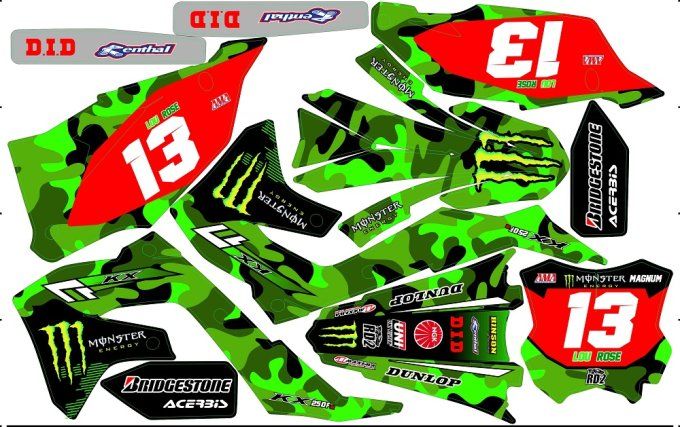 KXF 450- 2019-2022 KXF 250 -2021-kit deco - monster - graphics