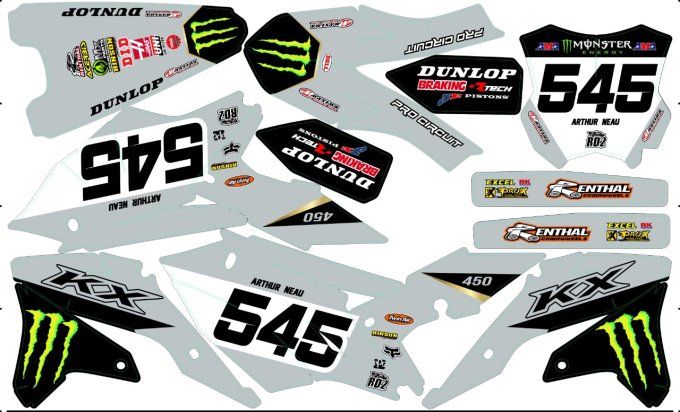 kit deco - perso - graphics kit - kawasaki kxf - kxf 450 - monster - rd2shop -