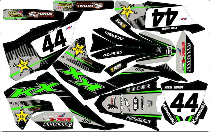 Kit déco  Kawasaki KXF  250 / 450  ( 2019 , 2020 , 2021 , 2022 rd2shop ) -