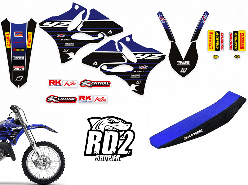 PACK Kit Déco + Housse de selle Yamaha YZ 125 / 250 ( 2002 à 2014 ) 