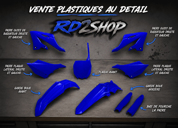 plastiques , garde boue avant , arriere , ouie de reservoir , plaque lateral , bas de fourche , yama