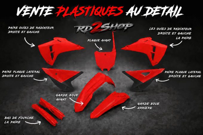 plastiques - garde boue - avant - arriere - ouie radiateur - lateral - honda - crf - 250 - 450 - 202