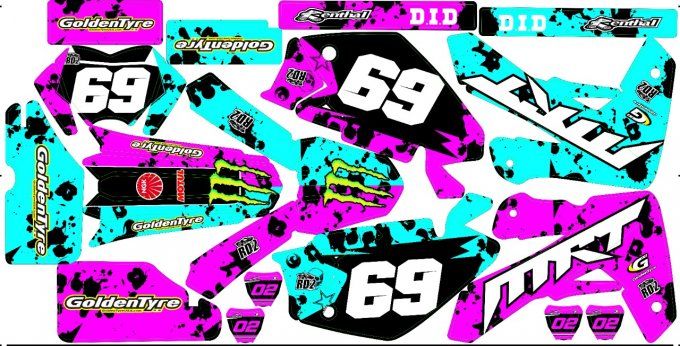 kit deco - rd2shop - rieju - mrt - rose - bleu - graphics - autocollants -