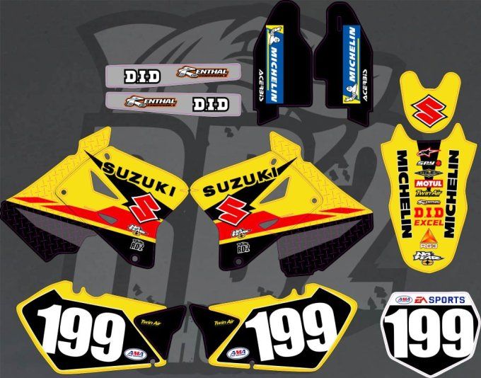 RM -125 -250 -Pastrana-suzuki - kit deco - perso -