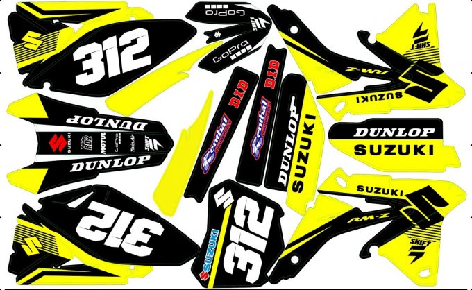 Kit déco Semi-perso SUZUKI RMZ 250 / 450  , 2019 , 2020 , 2021 , 2022 ,2023 ,2024 rd2shop