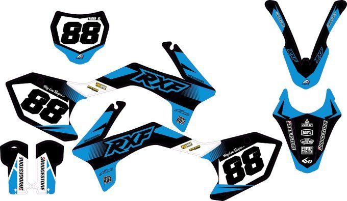 RXF - 50 - Mini -  Rouge - rd2 - graphics - kit deco -stickers - bleu