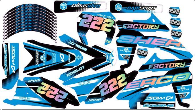 Sherco 50 SM-R - kit deco -rieju - mrt - derbi - graphics - stickers - bleu ciel - supermot -