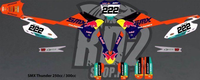 SMX - Thunder - 250 - 300 - autocollant - kit deco  -ktm style - pit bike - orange -