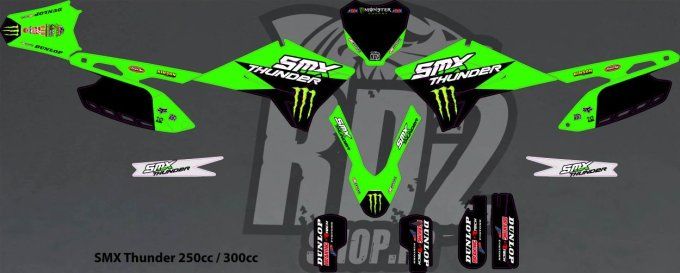 SMX Thunder - 250 - 300 - autocollant - kit deco - motocross - monster - vert -