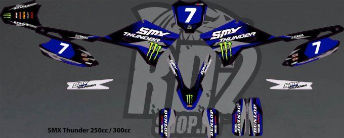 SMX - Thunder - 250 - 300 - autocollant - kit deco -yz - motocross - monster - bleu-