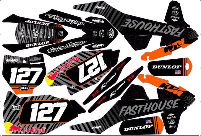 stickers - kit deco - graphics - rd2 - ktm - sx - sxf - 125 - 300 - 250 - 350 - 450 - orange -