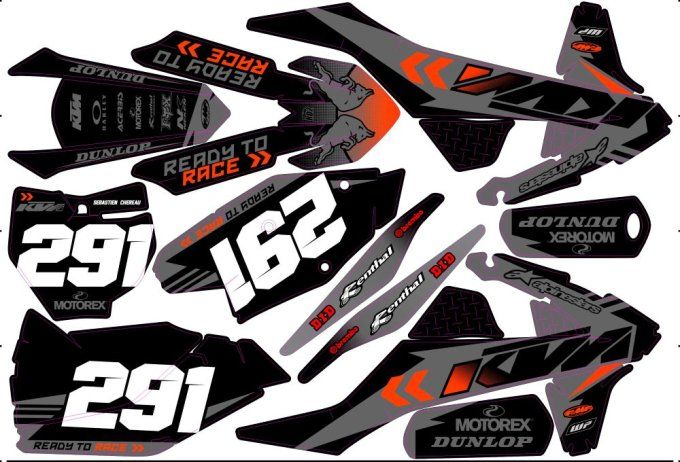 Sx 125 -150 - Sx-F 250 -350 -450 2016-2018 - 2017 - 2019 - 2020 - redbull - gris - déco - kit - grap