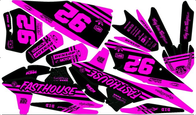 kit , deco , semi , perso , ktm , sx , 85 , 65 , 50 , fasthouse , rd2shop , rose, noir