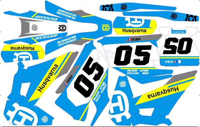 Kit Déco Semi-Perso HUSQVARNA ( 2005 à 2024 ) jaune fluo