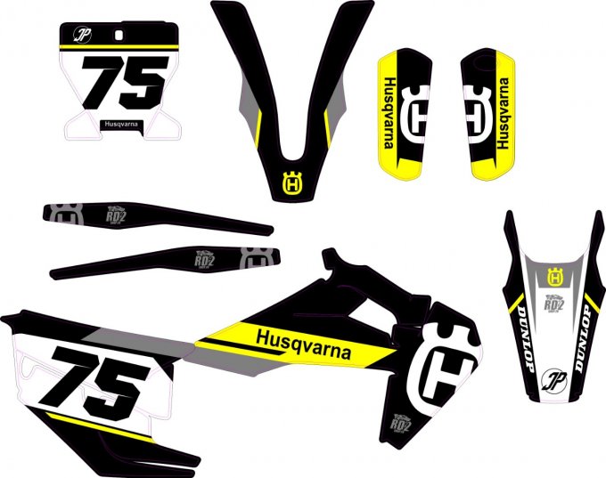 Kit Déco Semi-Perso HUSQVARNA ( 2005 à 2024 ) JAUNE FLUO