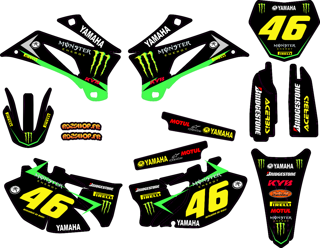Kit déco Semi-perso YZF 250 / 450 ( 2006 à 2009 )