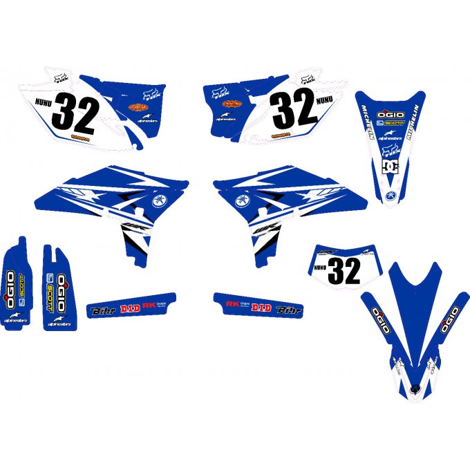 Kit déco autocollants Semi-Perso Yamaha WRF 250/450 ( 2007 / 2008 / 2009 / 2010 / 2011 / 2012 / 2013