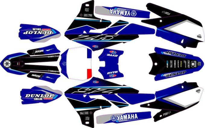 yamaha - kit deco - graphics - yzf - 250 - 450 - perso - rd2- bleu - noir -