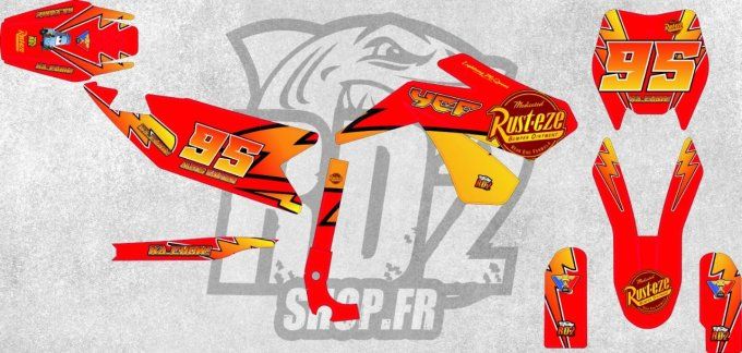 YCF BIGY - pitbike - flash mcqueen - 95 - ycf - kit deco - graphics -