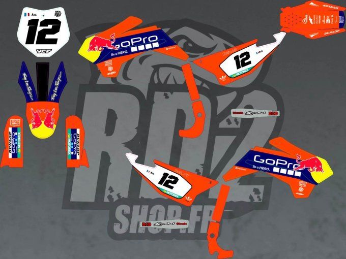 YCF - KIT DECO - rd2shop - pilot - start - bigy -sp3 -  orange - mini107 - gopro - redbull -