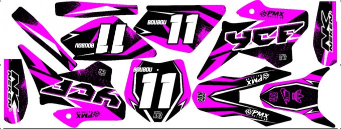 Kit Déco - graphics - Rose Semi Perso YCF BIGY / PILOT / SP FACTORY ( 2016 à 2021 )   