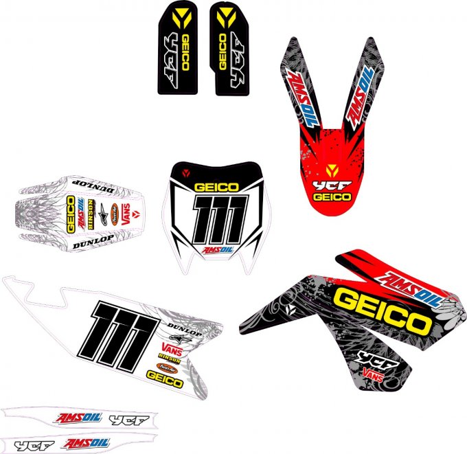 Kit Déco - graphics - GEICO Semi Perso  - YCF -  BIGY / PILOT / SP FACTORY ( 2016 à 2021 )  