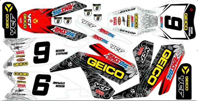 Kit Déco GEICO Semi Perso YCF BIGY / PILOT / SP FACTORY ( 2016 à 2021 )  