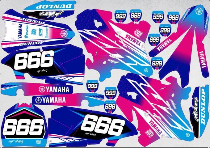 YZ - 125-250 2015-2021 - kit deco - rose - bleu - yamaha - graphics - stickers -