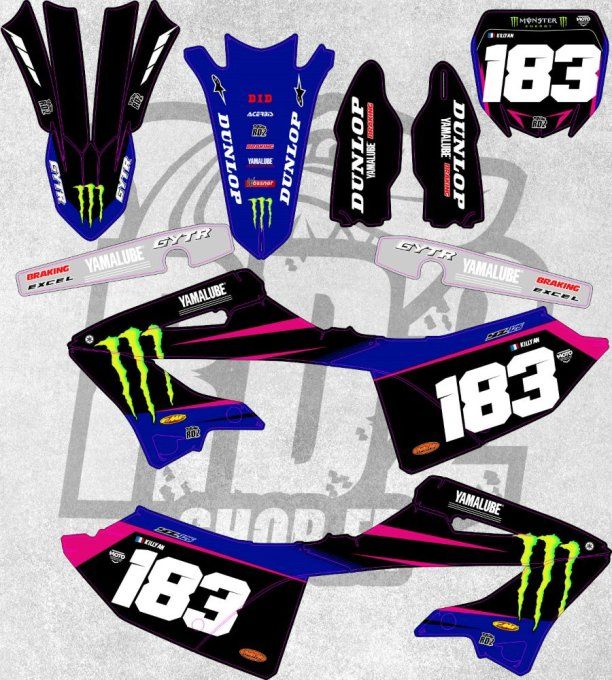 YZ -125-250 -2022 -2023-2024- 2025 -2026 - kit deco - monster - rose - stickers -yamaha -