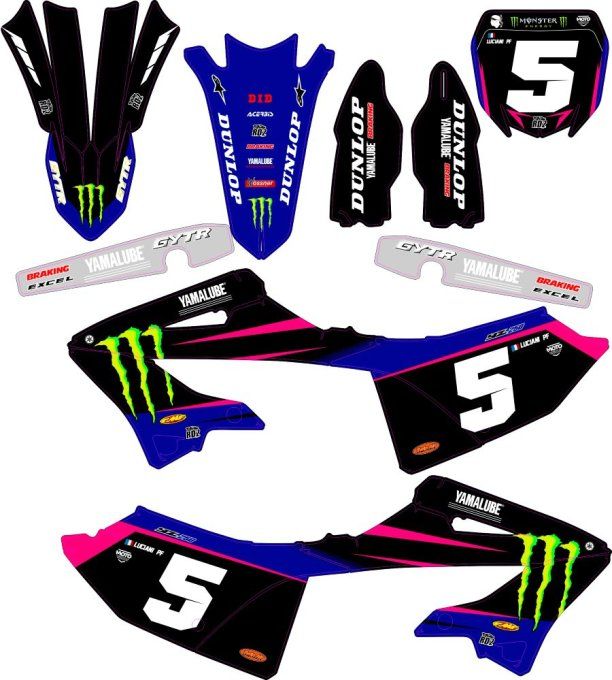 YZ 125-250 -2022 - 2023 - 2024 - kit deco - graphics - rose - monster - RD2