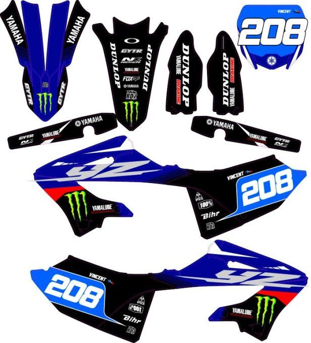 YZ 125-250 2022 - 2023 - 2024 - kit deco - monster - bleu - rd2