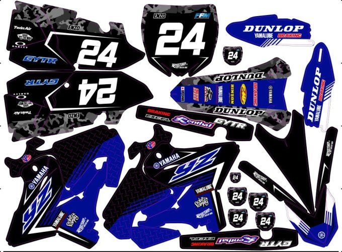 YZ 125-250 - bleu - camouflage - militaire - kit deco - stickers - rd2shop