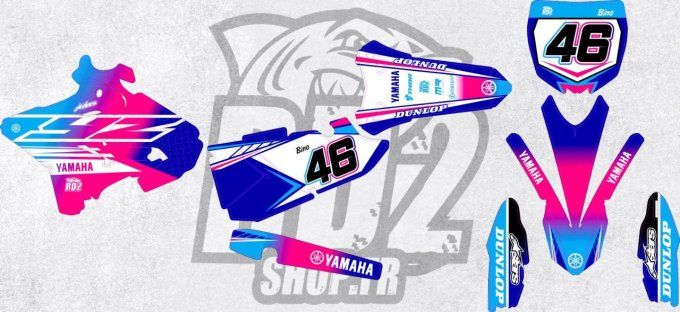 yz - 125 - 250 - yamaha - kit deco - graphics - rose - bleu - 2015 - 2016 - 2017 - 2018 - 2019 - 202