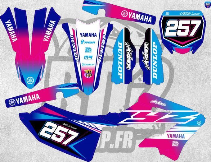 YZ 125-250 - yamaha - kit deco - perso - 2022 - 2023 - 2024 - 2025 - rose - bleu - blanc -MX