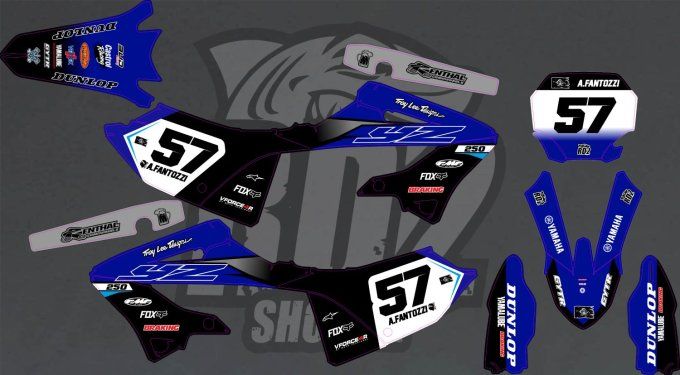 YZ 125-250 - yamaha - kit deco perso - bleu - blanc - corse -