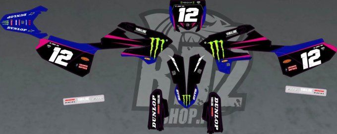 YZ 85 - kit deco - graphics - monster - yamaha - rose - bleu - noir - 2022 - 2023 - 2024 - 2025 -202