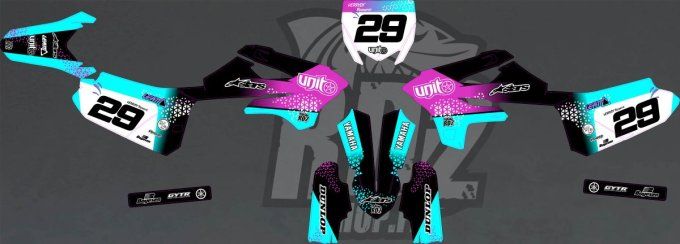 YZ 85 - yamaha - rose - bleu - ciel - kit deco - stickers- 2026 - 2025 - 2024 - 2023 -2022-