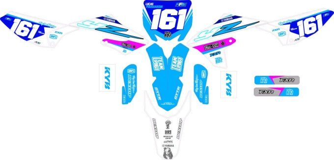 YZ65 KIT DECO PERSO - kit deco blanc yz 65 - stickers yz 65 2023 - kit deco yz 65 2023 -