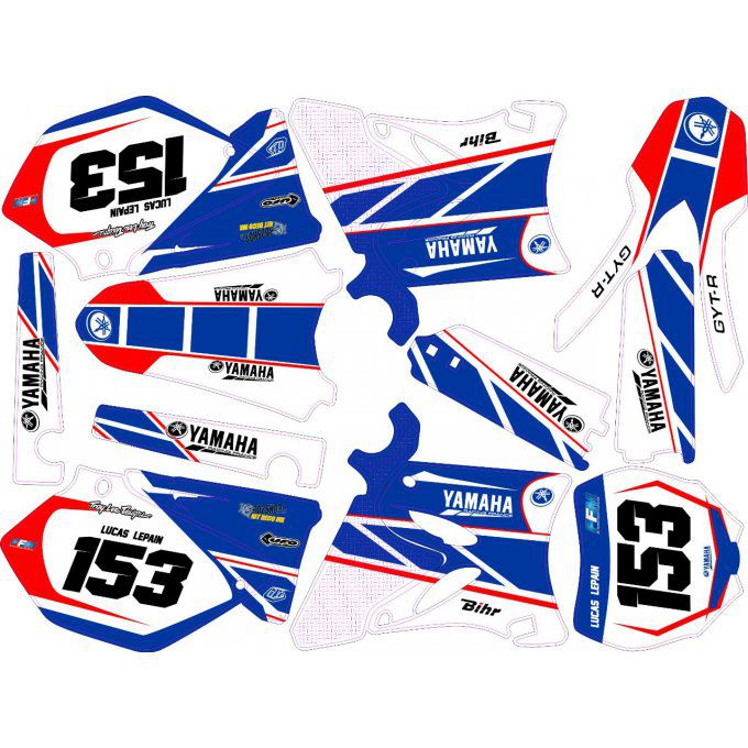 kit deco yz 125 / 250 bleu blanc rouge