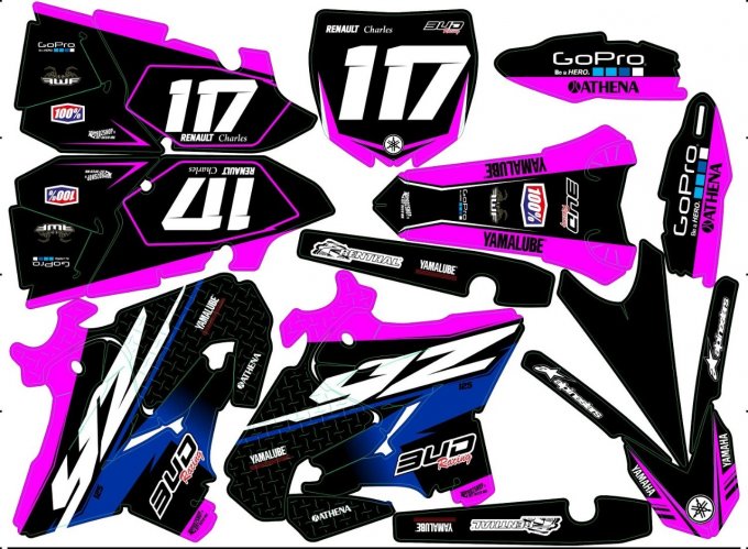 Kit déco Semi-perso YAMAHA YZ 125 / 250 ( 2002 à 2021)   rose - bud - rd2shop