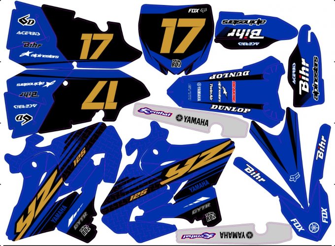 Kit déco Semi-perso yamaha YZ 125 / 250 ( 2015 , 2016 , 2017 , 2018 , 2019 , 2020 , 2021 , 2022 )